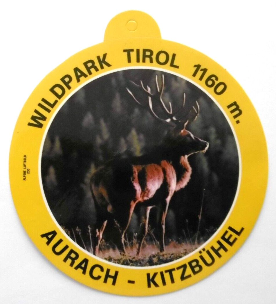 Souvenir-Aufkleber Wildpark Tirol Aurach Kitzbühel Austria Deer 80er