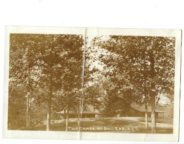 c1910s Two Camps Bill Earley’s Sebec Lake Maine ME RPPC Real Photo Postcard