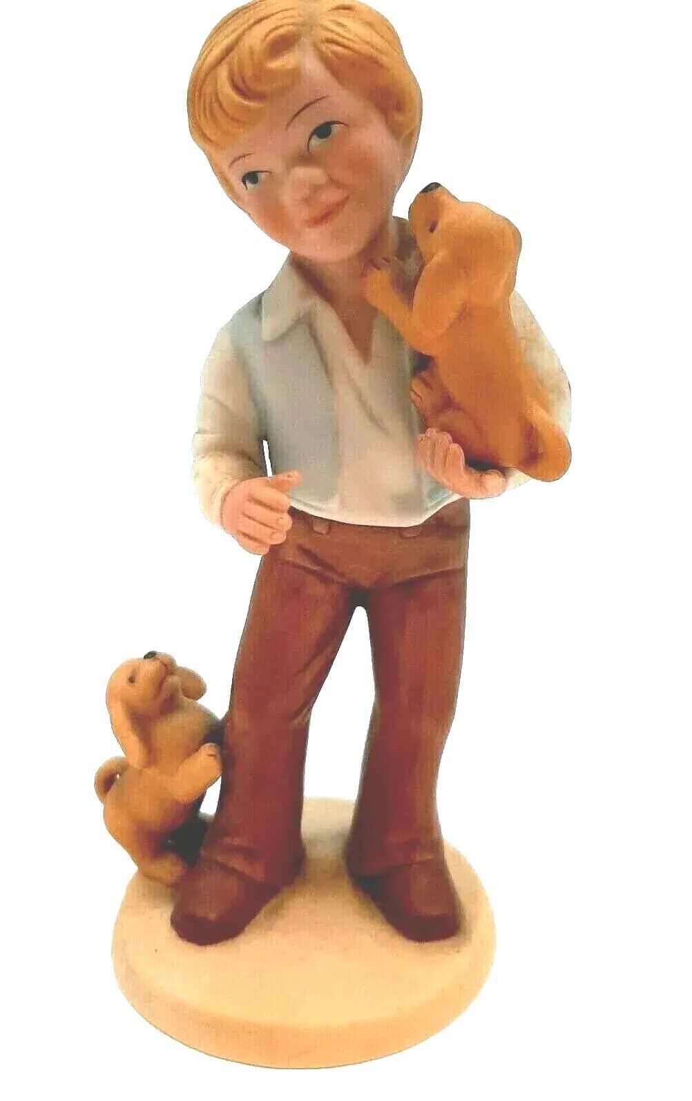 1981 Vintage Avon Ceramic Statue - Best Friends - Boy and Puppies - 6\