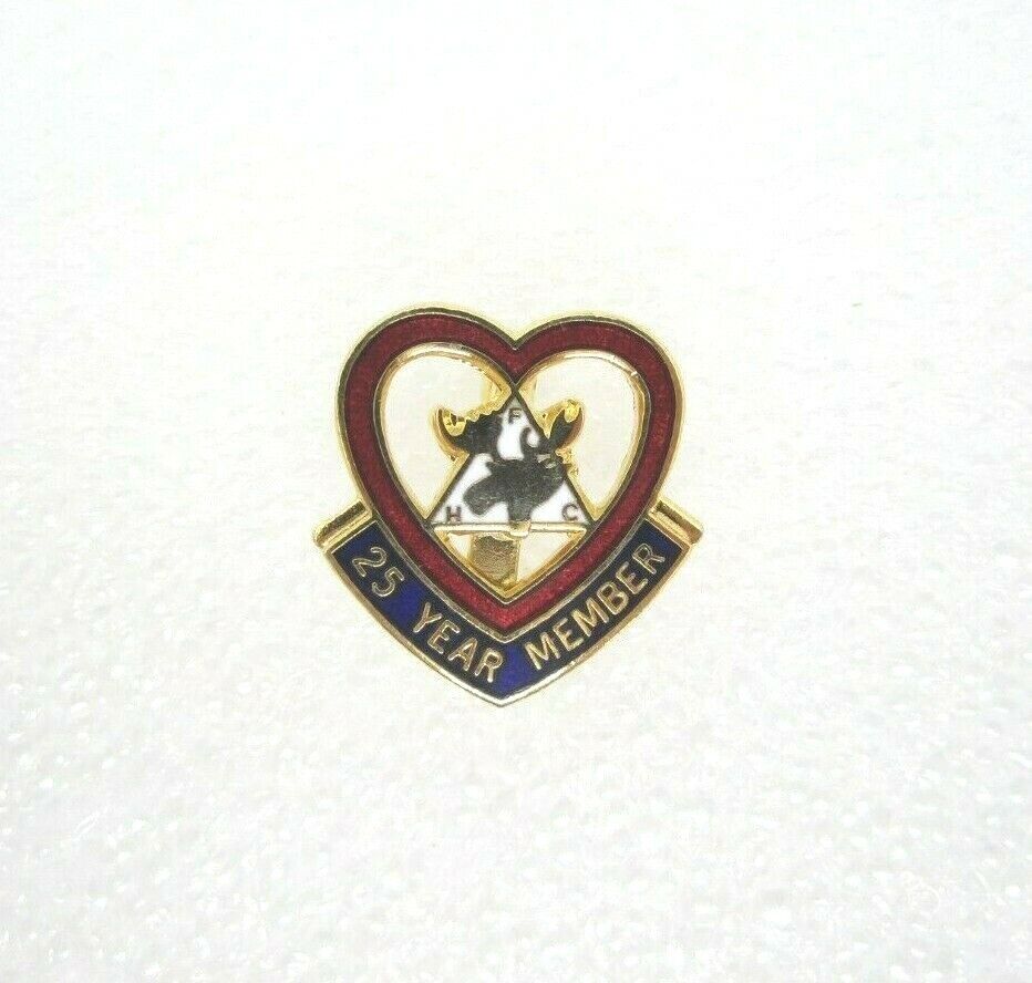 Loyal Order of Moose 25 Year Member Red Heart Lapel Pin (A12)