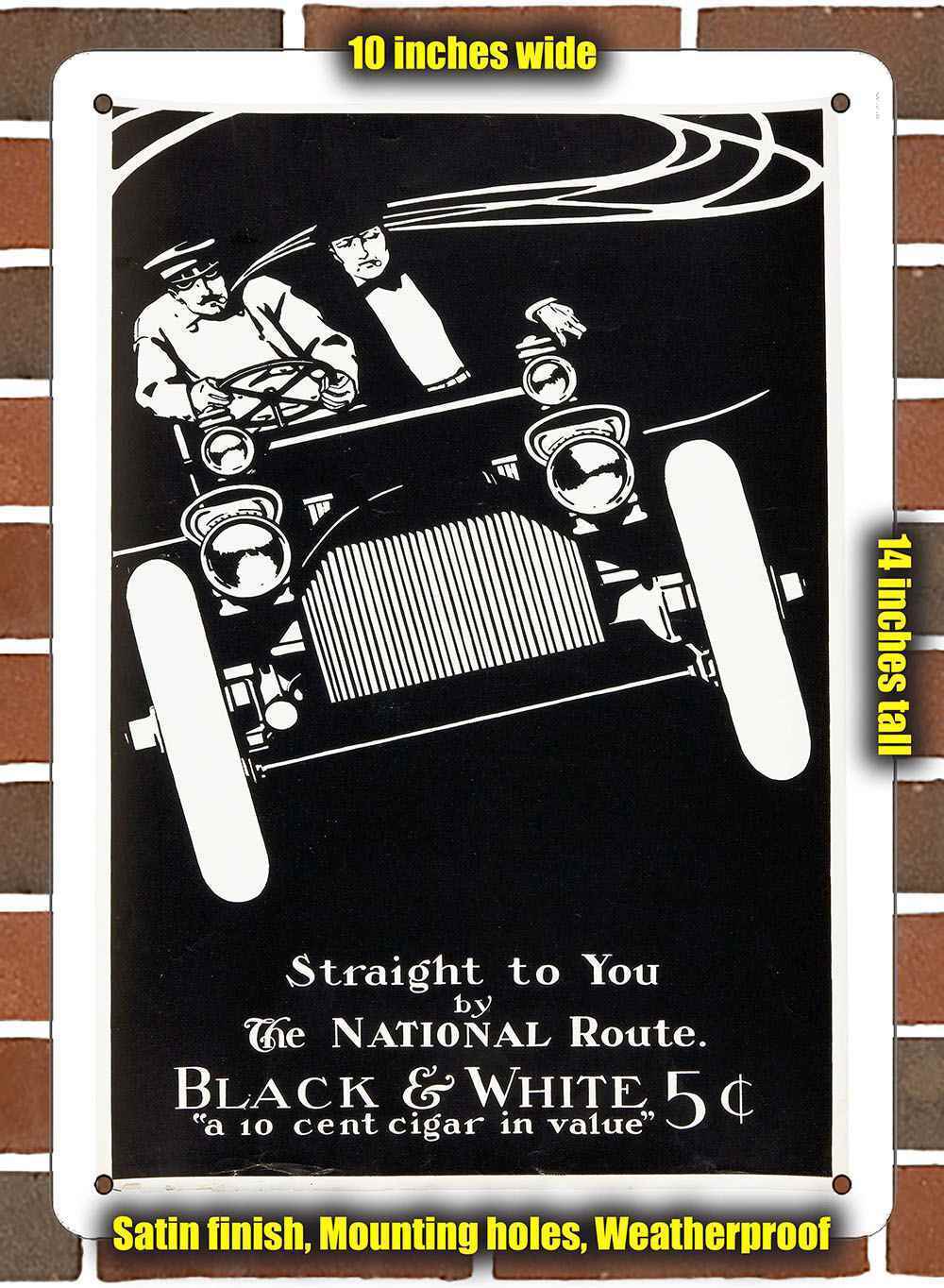 Metal Sign - 1916 Black & White Cigars and Motoring- 10x14 inches