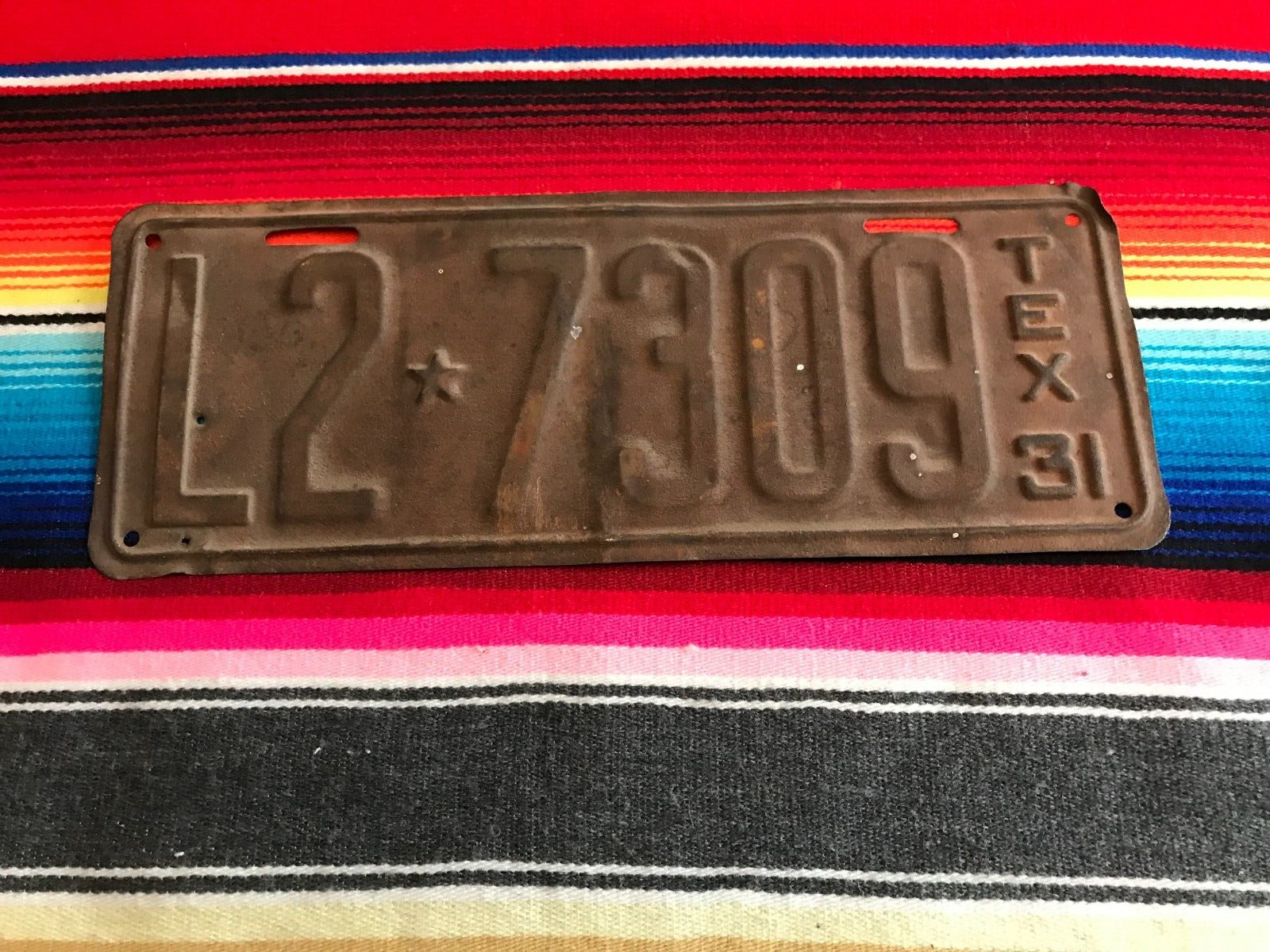 1931 TEXAS Passenger LICENSE  PLATE L27309