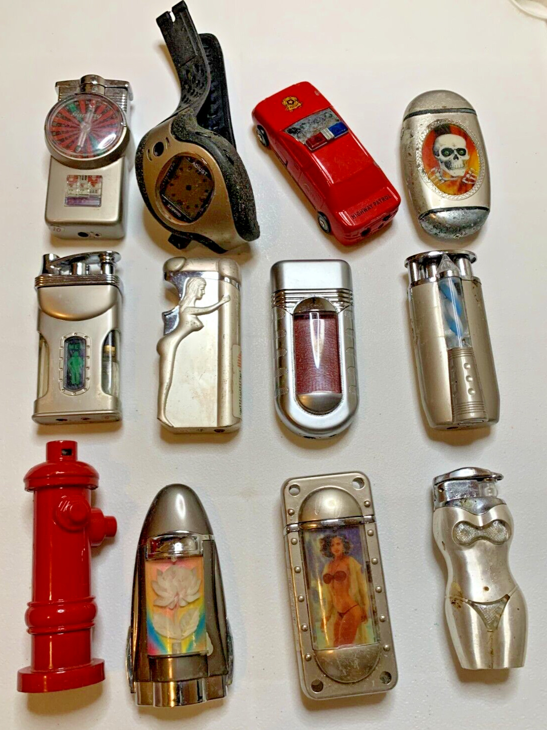 Vintage Lot Of 12 Assorted Cigarette Cigar  - Cigarette Lighters