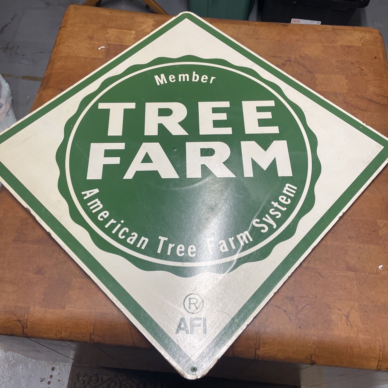 Vintage American Tree Farm System Member Composite Wood Sign by AFI 22”x22”