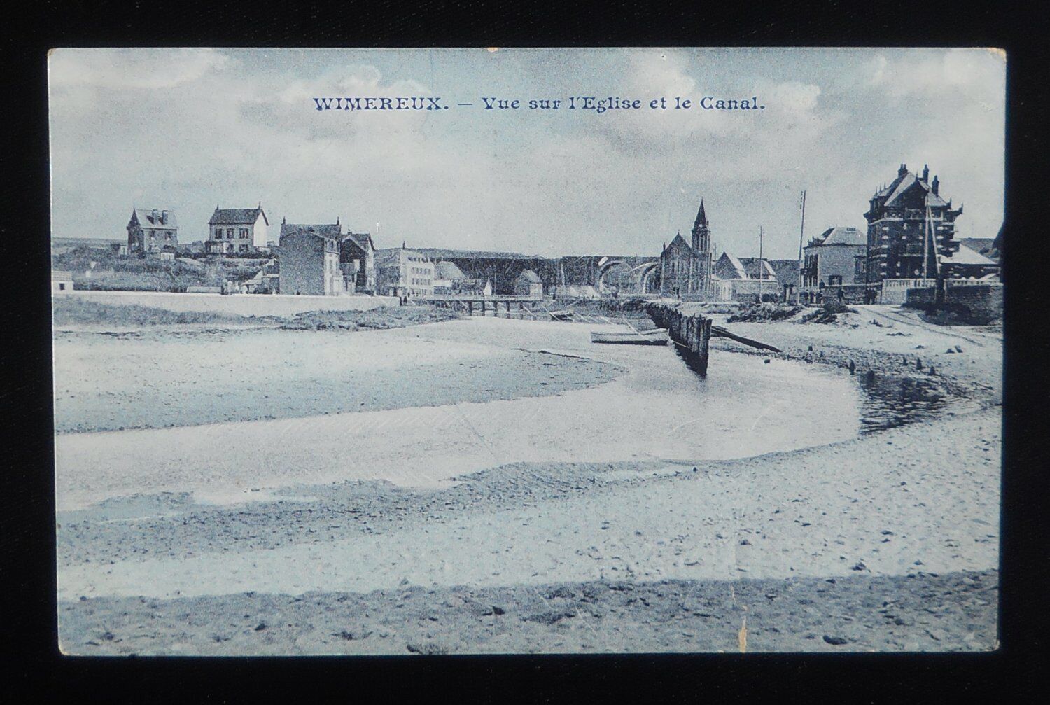 1910s? Vue sur l\'Eglise et le Canal Wimereux France Pas-de-Calais Co Postcard