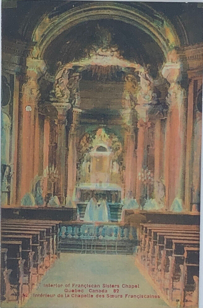 Postcard QC Canada Interior Of Franciscan Sisters Chapel Altar Pews ￼1044