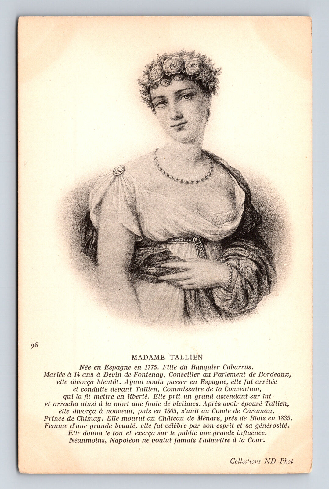 Neurdein Frères Portrait Thérésa Cabarrus Madame Tallien French Postcard