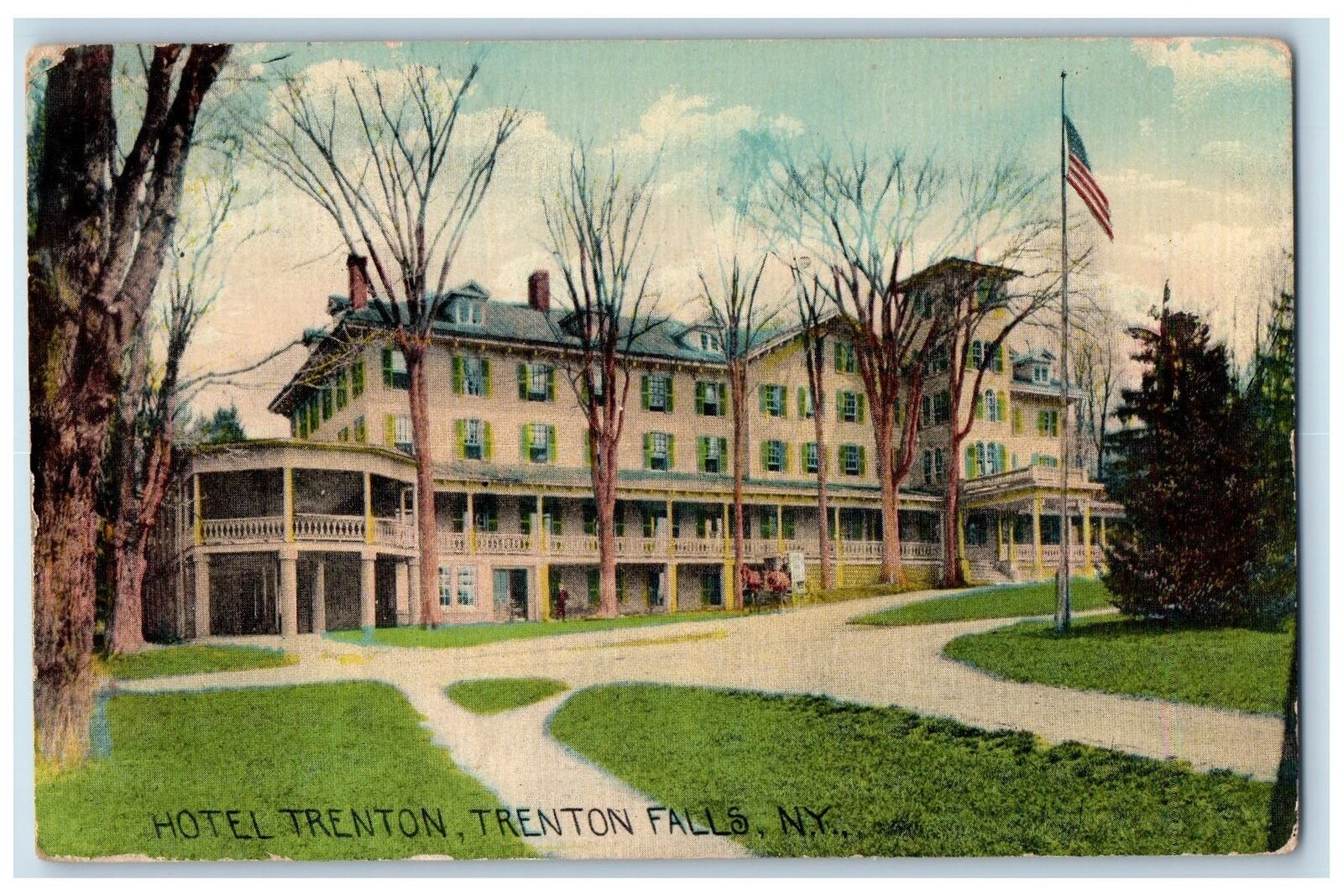 1911 Hotel Trenton Exterior Scene Trenton Falls New York Posted Vintage Postcard