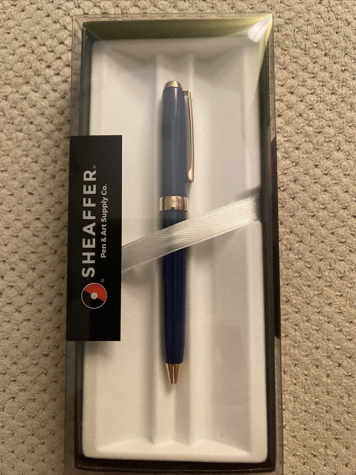 Sheaffer Mini Prelude Ballpoint Pen Gloss Blue Lacquer w/ Gold Trim & Gift Box