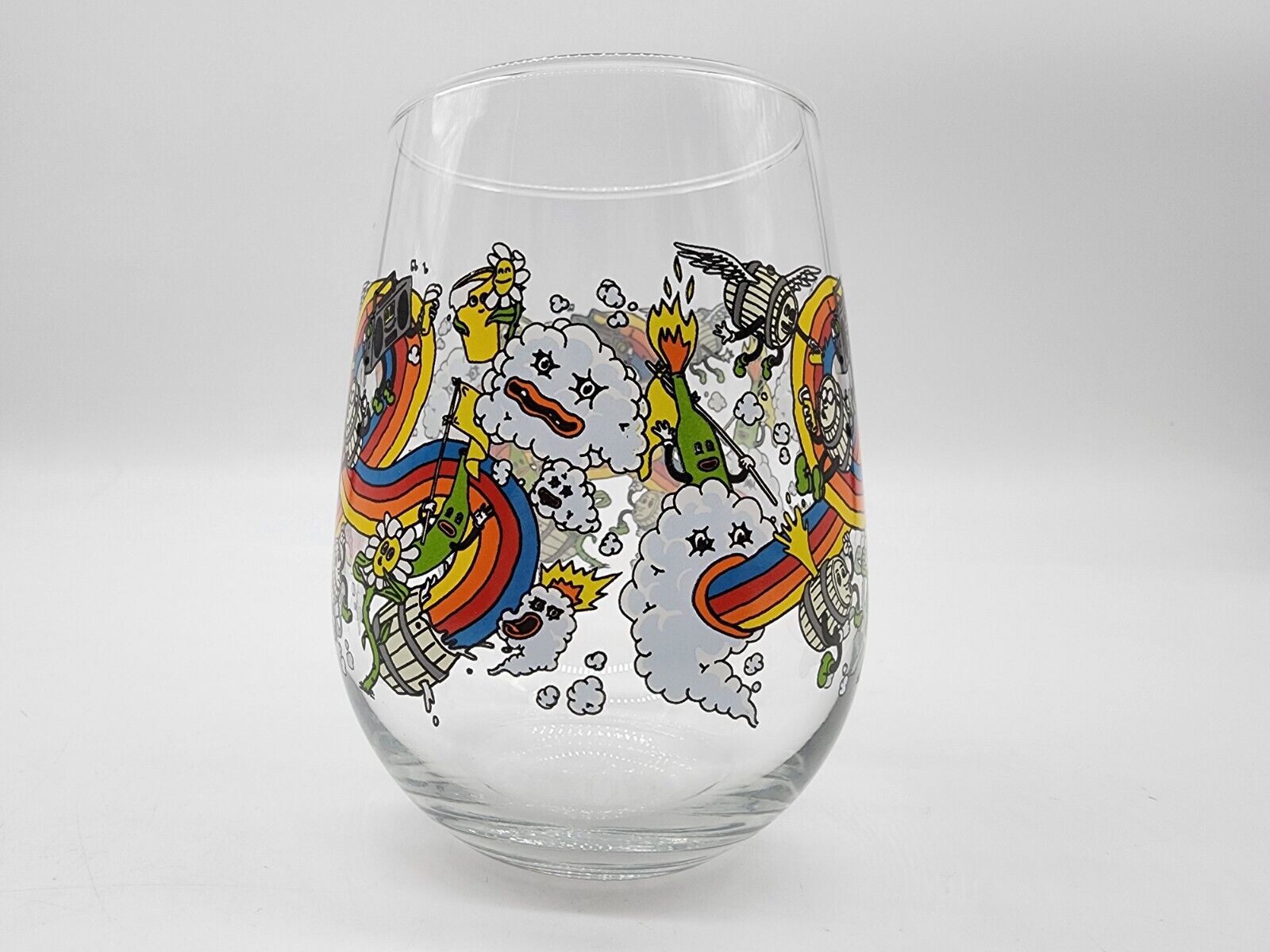 Wellington Brewery Glass doodles rainbows clouds funky unique odd stemless color