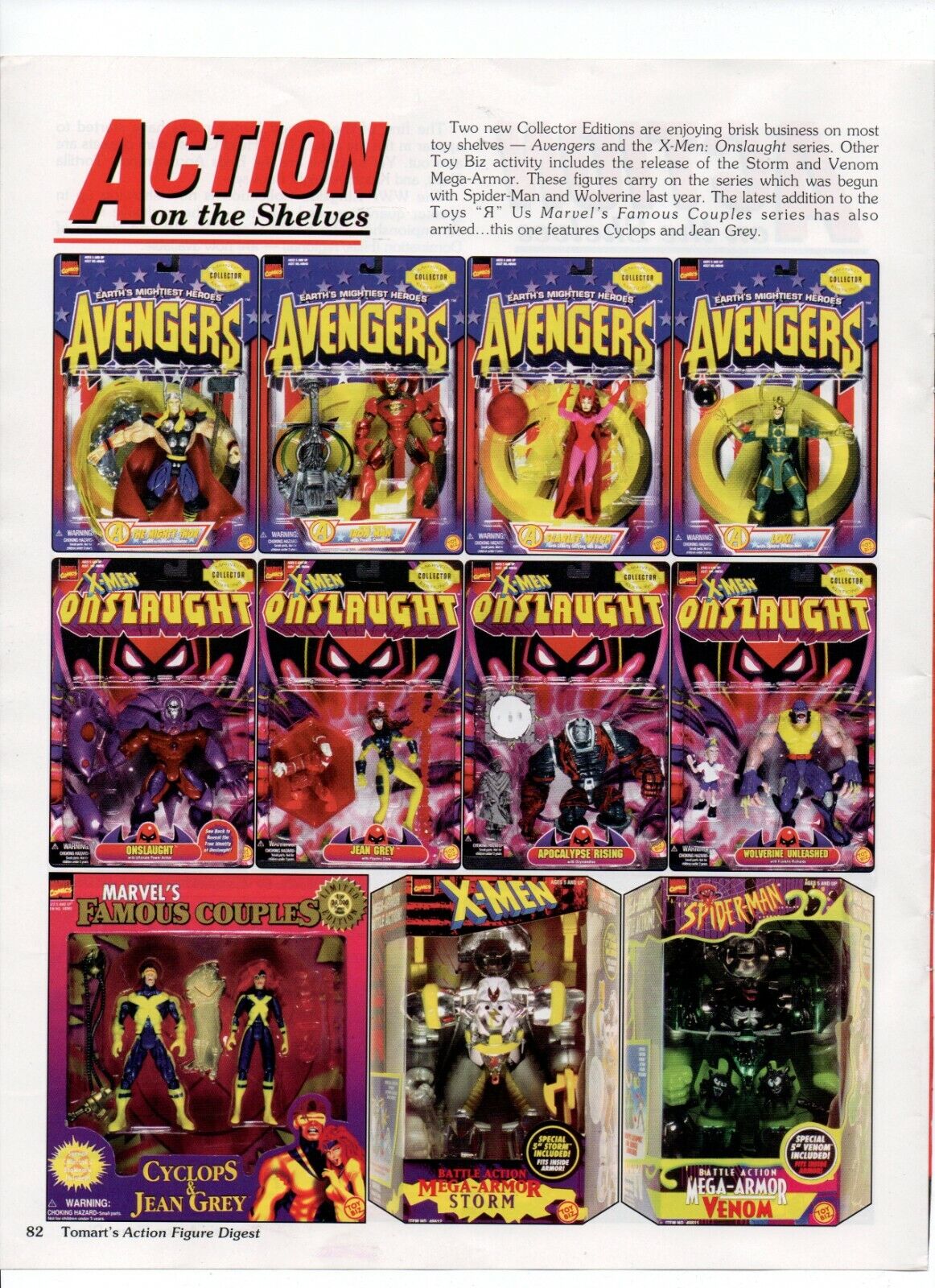 Avengers Action Figures - VTG 1997 Toys Print Ad Thor Loki Scarlett Witch X-Men