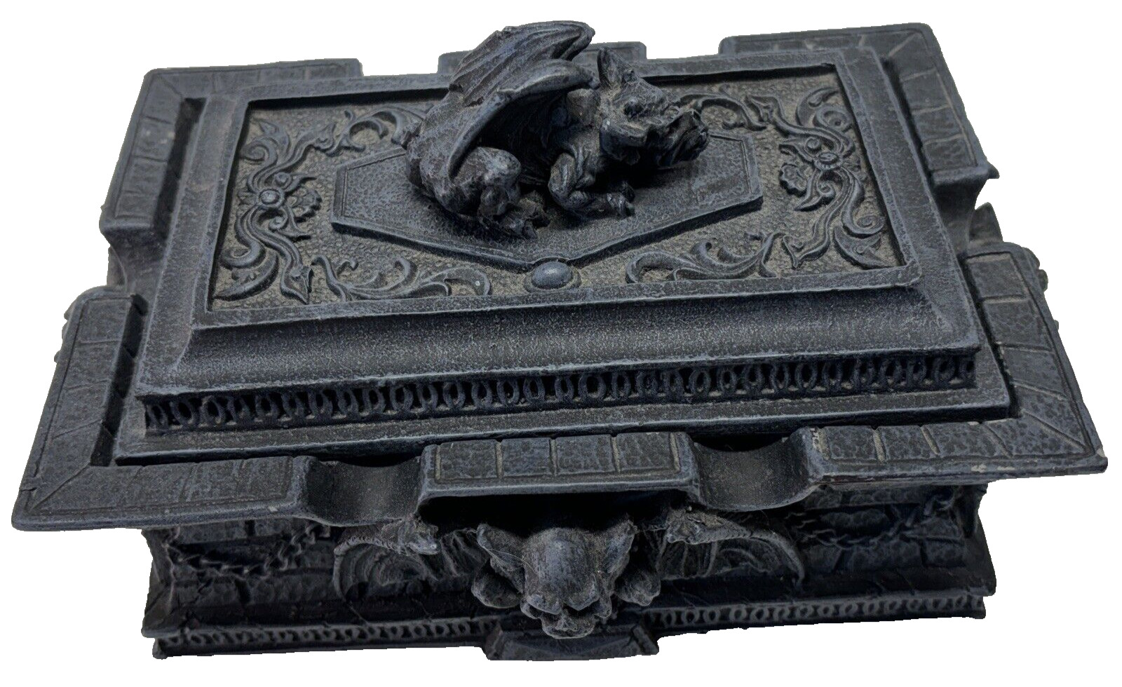 Decorative Carved Dragon Medieval Storage Box Dungeon  Coffin  Cigar Tray  READ