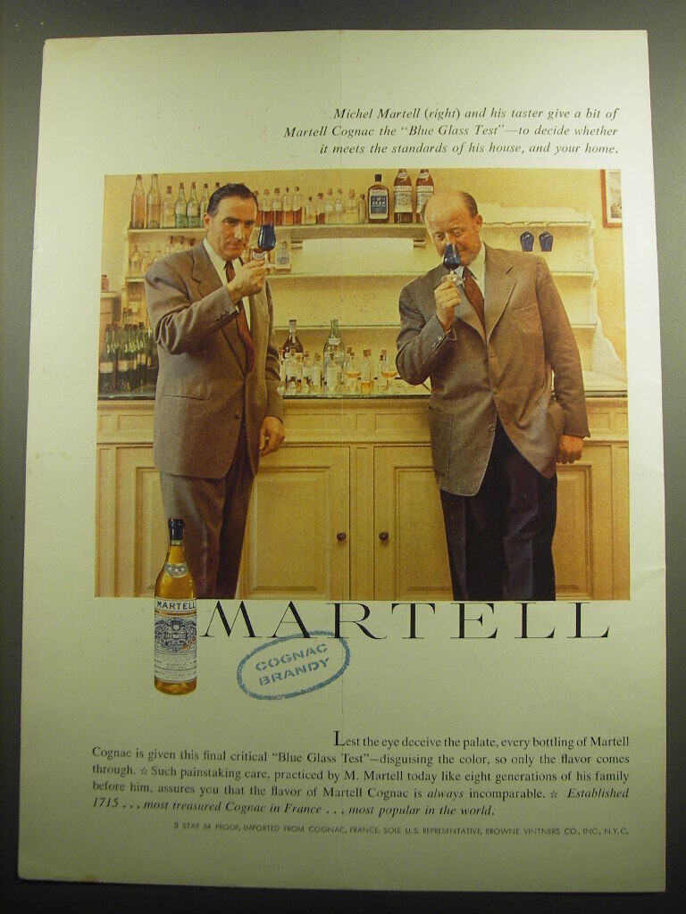 1958 Martell Cognac Ad - Michel Martell (right) and his taster