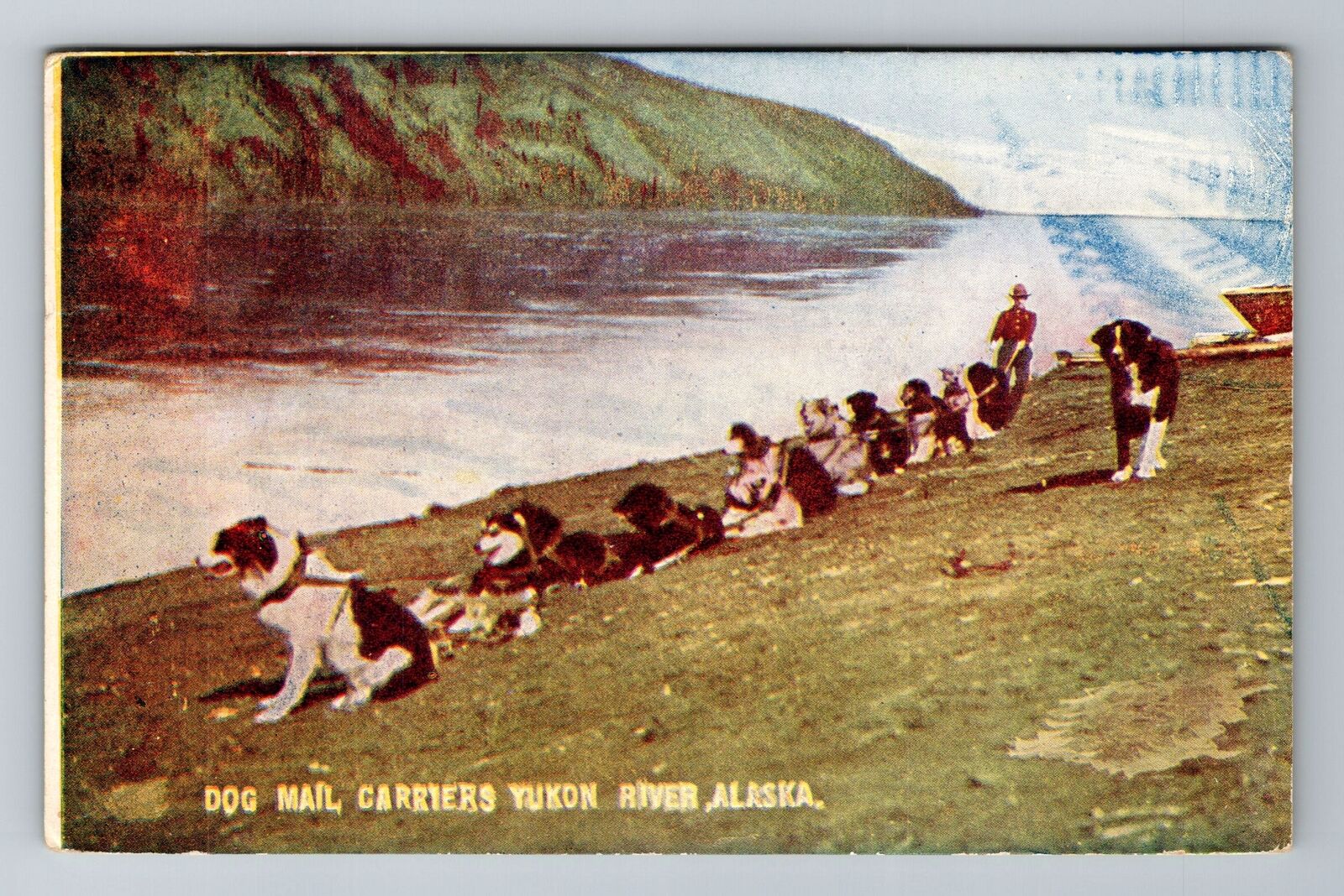 Yukon River, AK-Alaska, Dog Mail Carriers Antique, Vintage Souvenir Postcard