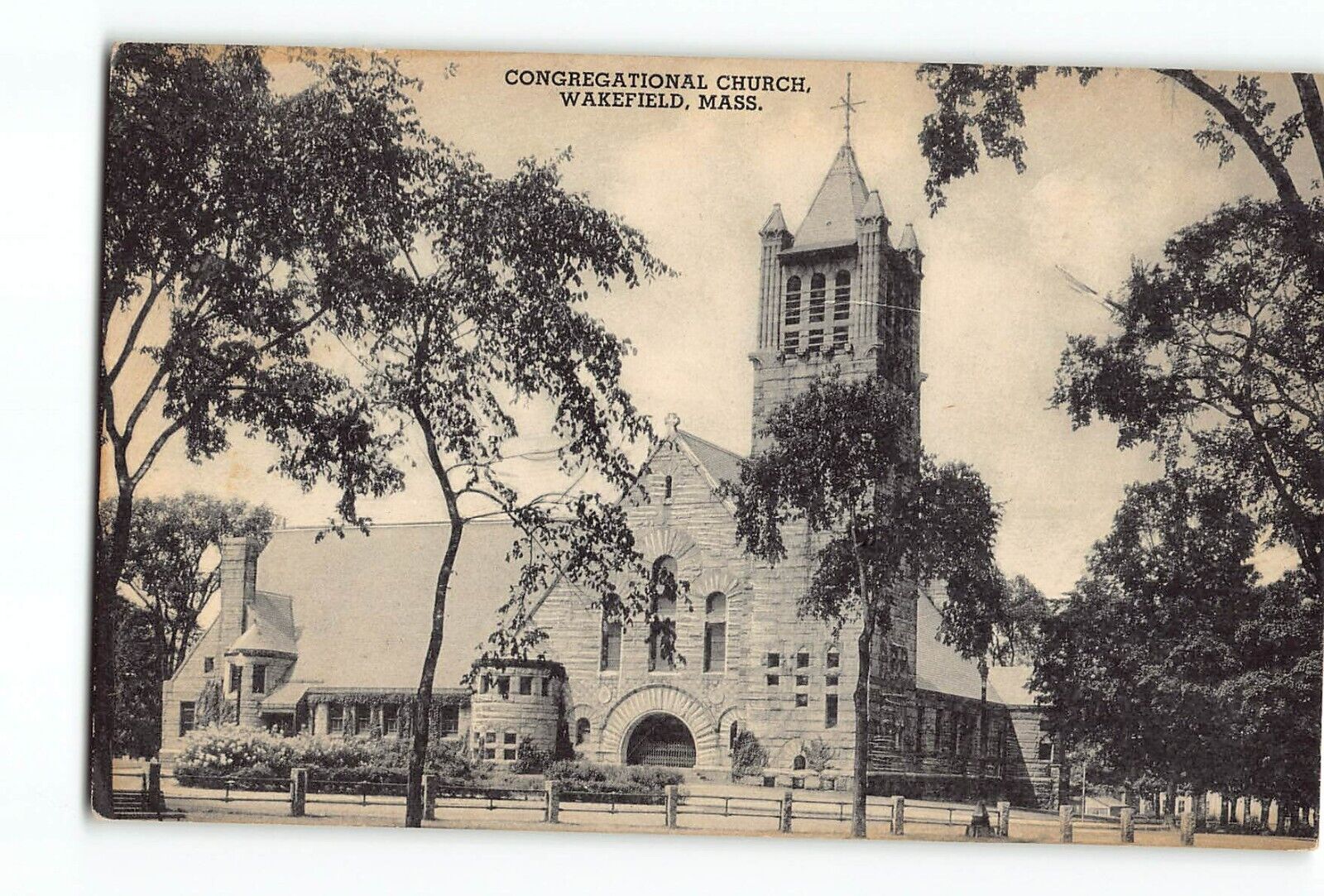 Old Vintage Postcard CONGREGATIONAL CHURCH WAKEFIELD MA