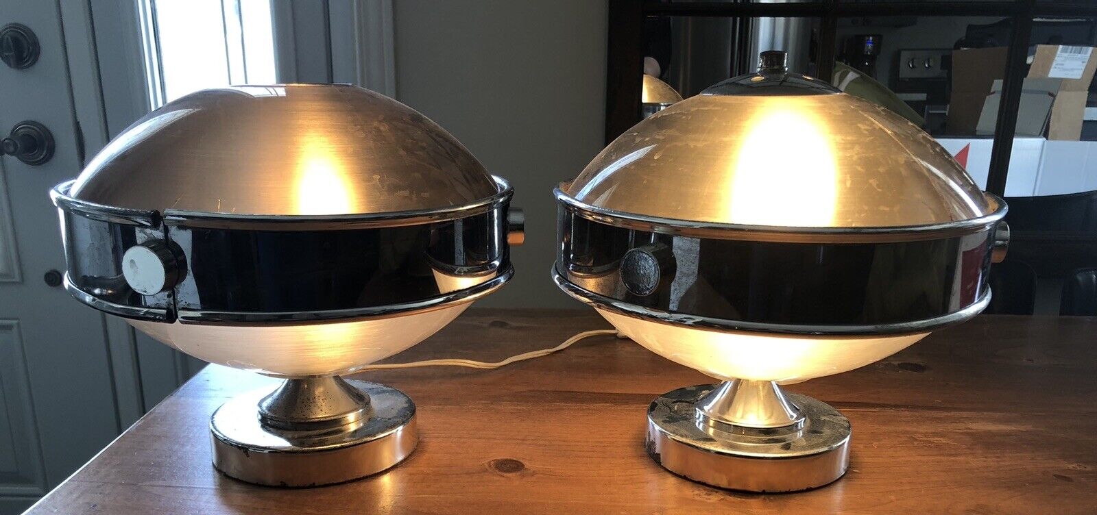 MCM SPACE AGE UFO Table LAMPS PAIR Vintage Sputnik * Read