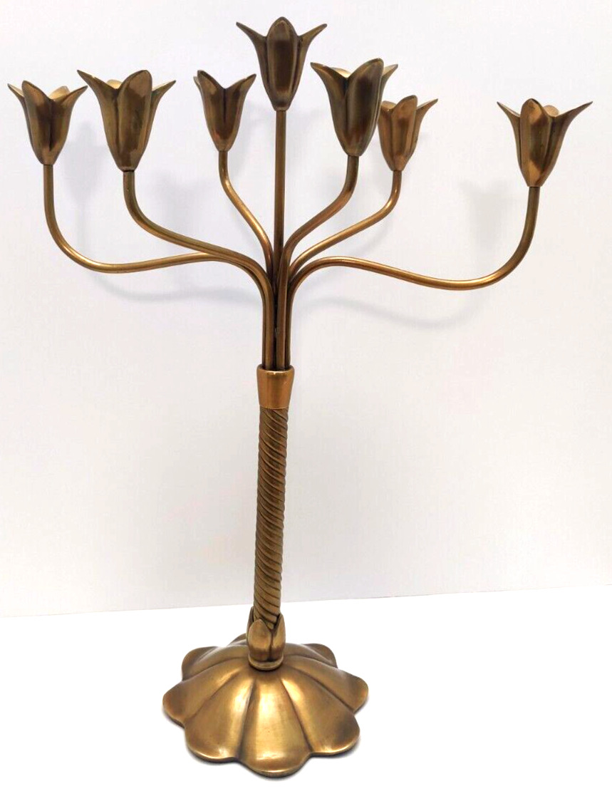 Vintage Brass Tulip Candelabra Hollywood Regency ,Boho Mid Century