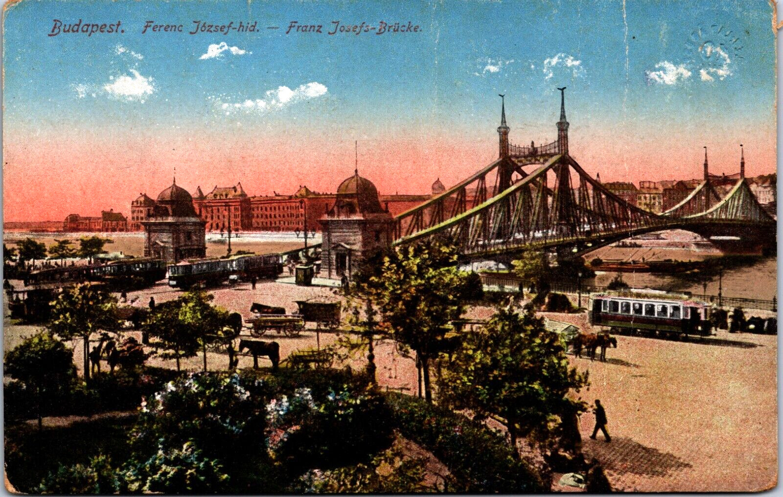 Hungary Budapest Ferenc Jozsef Hid Vintage Postcard 09.68