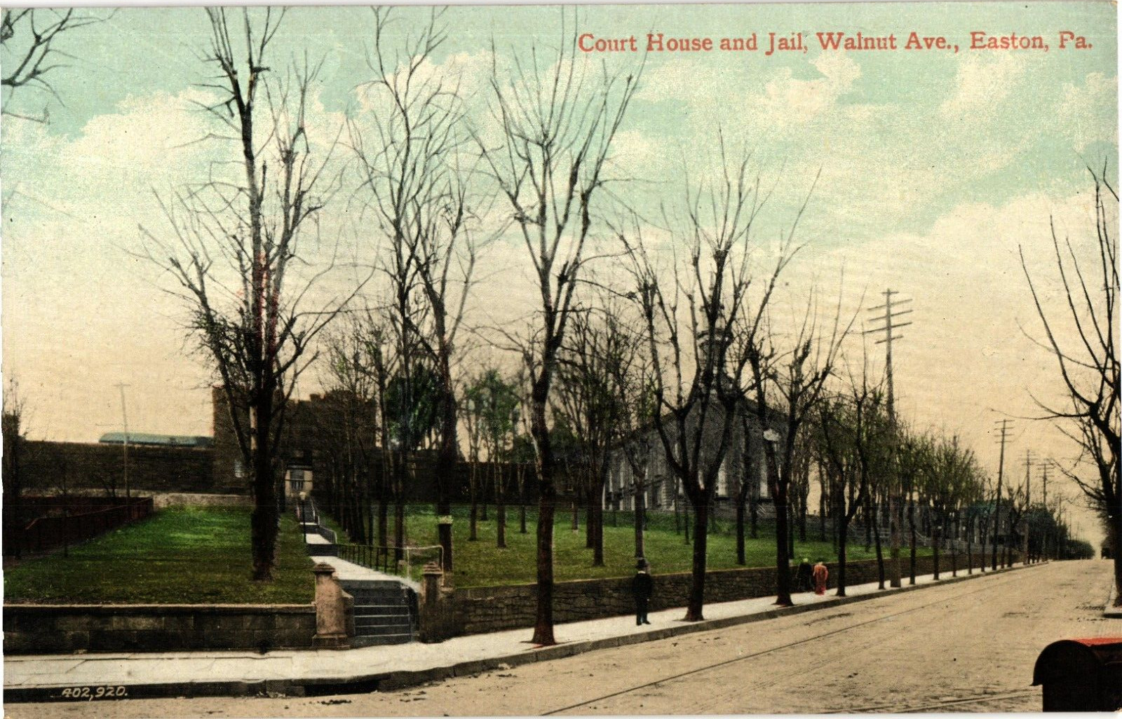 Court House and Jail Walnut Ave Easton PA Divided Postcard c1910