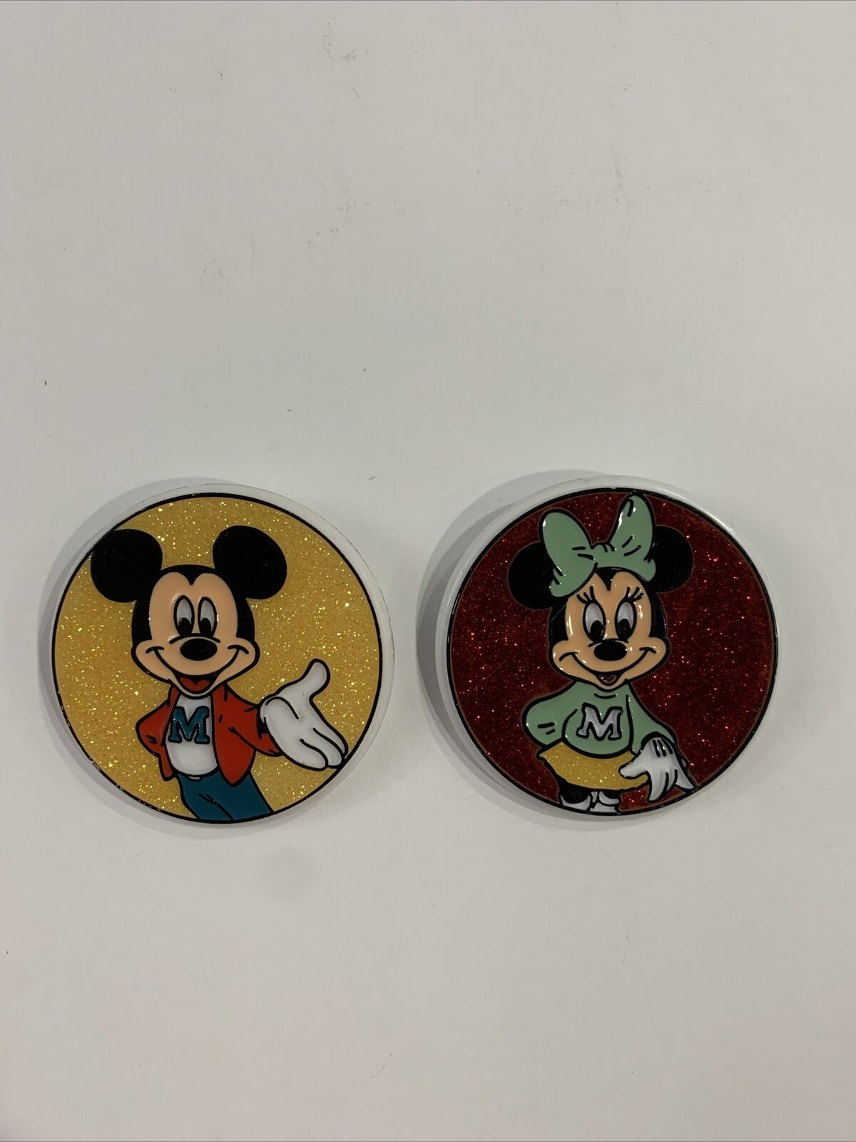 Vintage Rare Walt Disney Mickey/Minnie Mouse Yellow/Red Sparkle  2 1/2” 🏰🎉💥