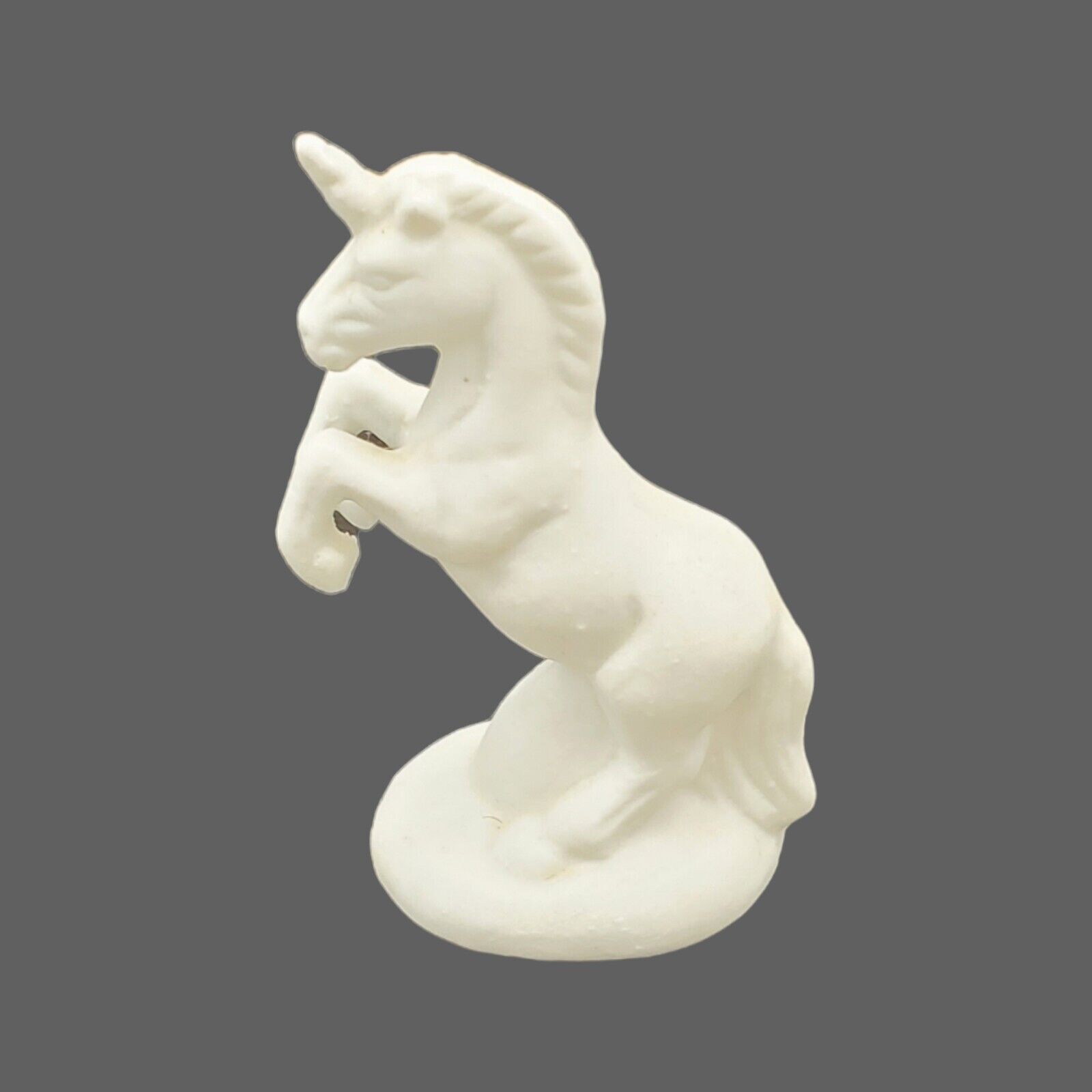 Mini Ceramic Unicorn Prancing Dancing White Figurine Marked Schmid 1981 2.5\