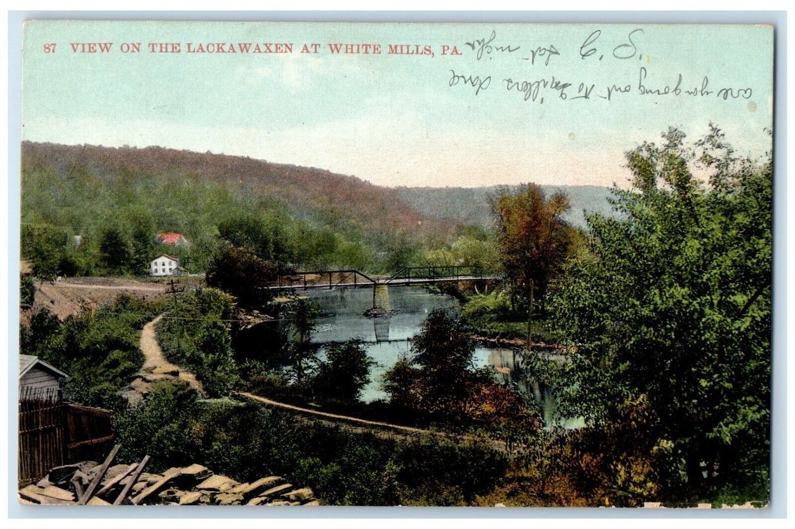1908 View On The Lackawaxen White Mills Pennsylvania PA, Bridge Scene Postcard