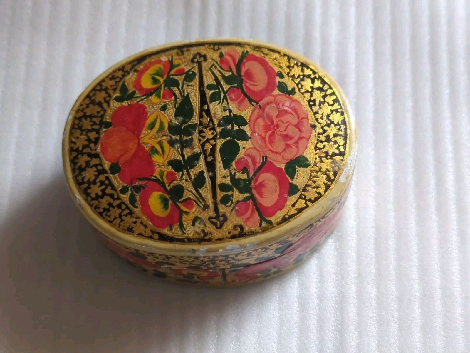 Vintage Hand Made Lacquer Trinket Box Srinagar-Kashmir India