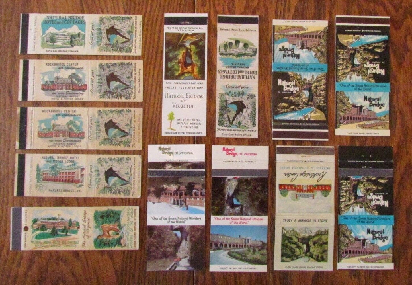 TOURIST ATTRACTION: NATURAL BRIDGE OF VIRGINIA 13 DIFFERENT MATCHBOOK COVERS -K2