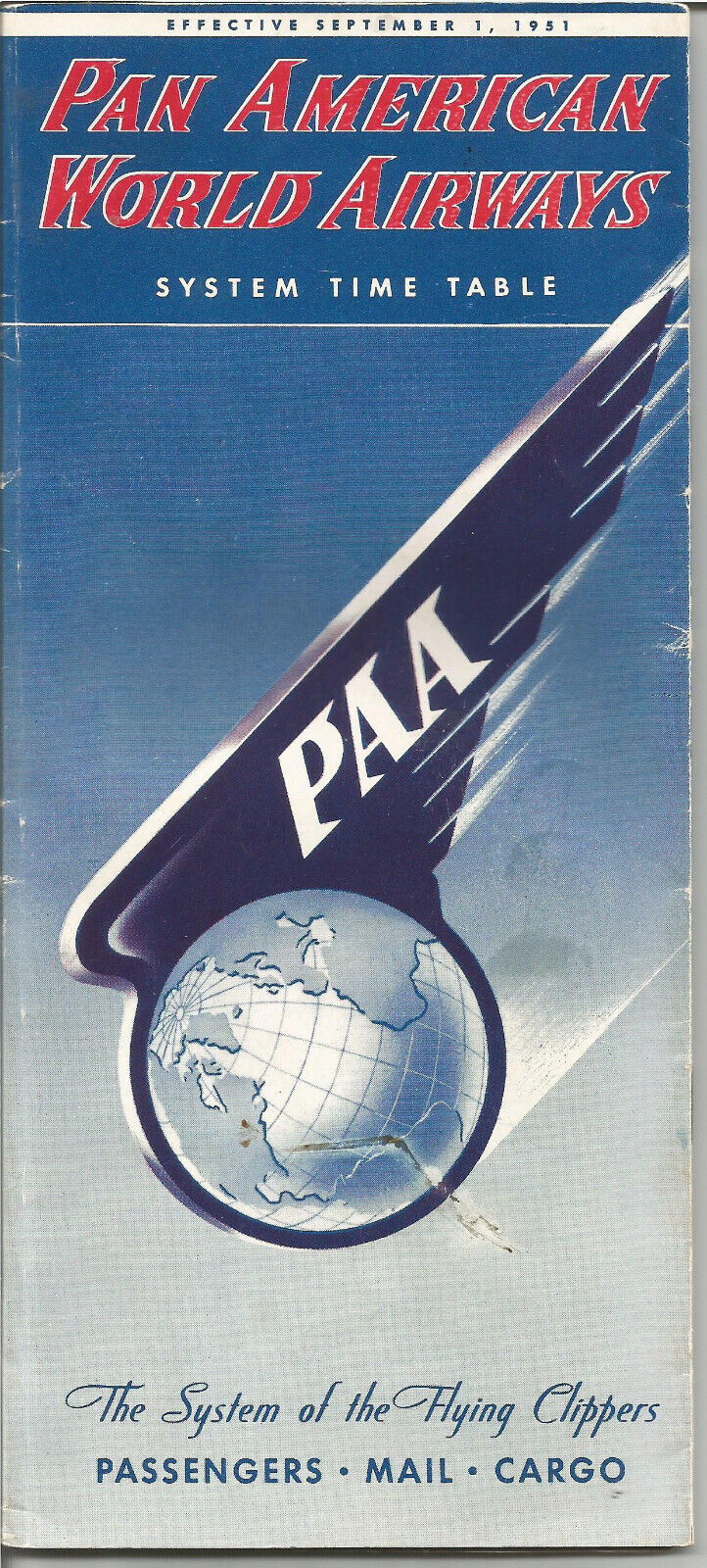 Pan American World Airways System Time Table Effective Sept. 1, 1951