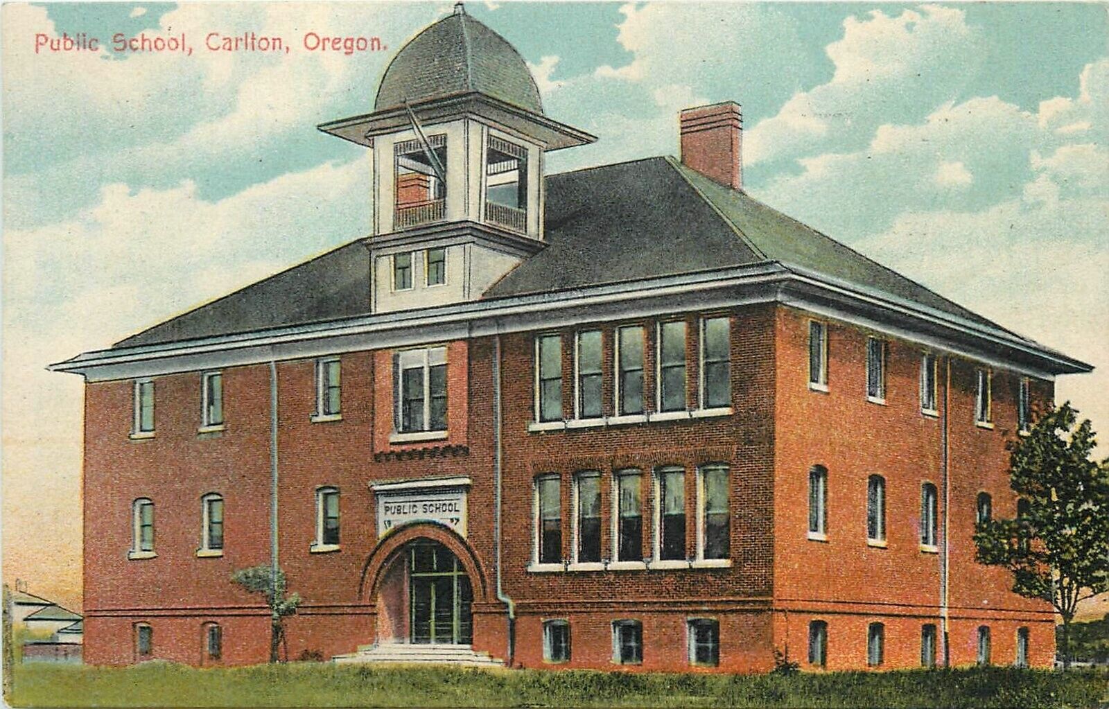 Postcard 1911 Oregon Carlton Public School occupational Portland OR29-4335