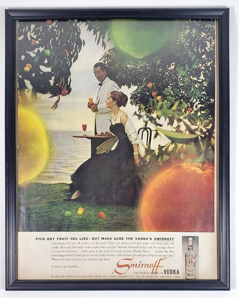 Vintage Smirnoff Vodka Advertising Framed Print  approx 10.5 x 14\