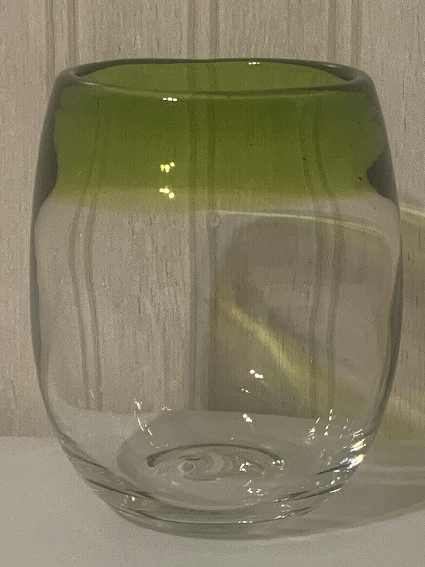 Green Banded Lowball Glass