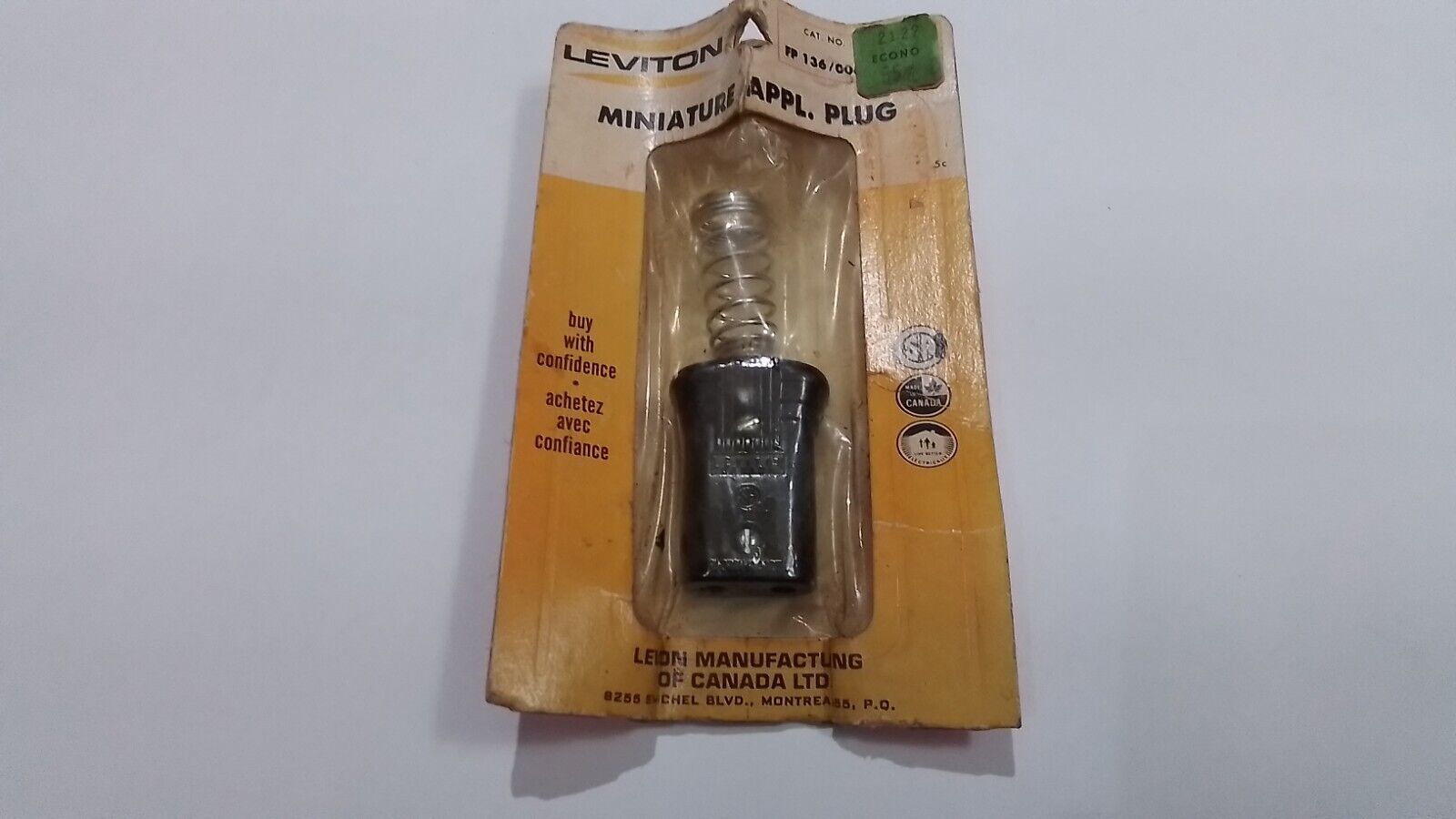 Vintage Appliance Plug Leviton Miniature 136 006 Female End New Power Supply