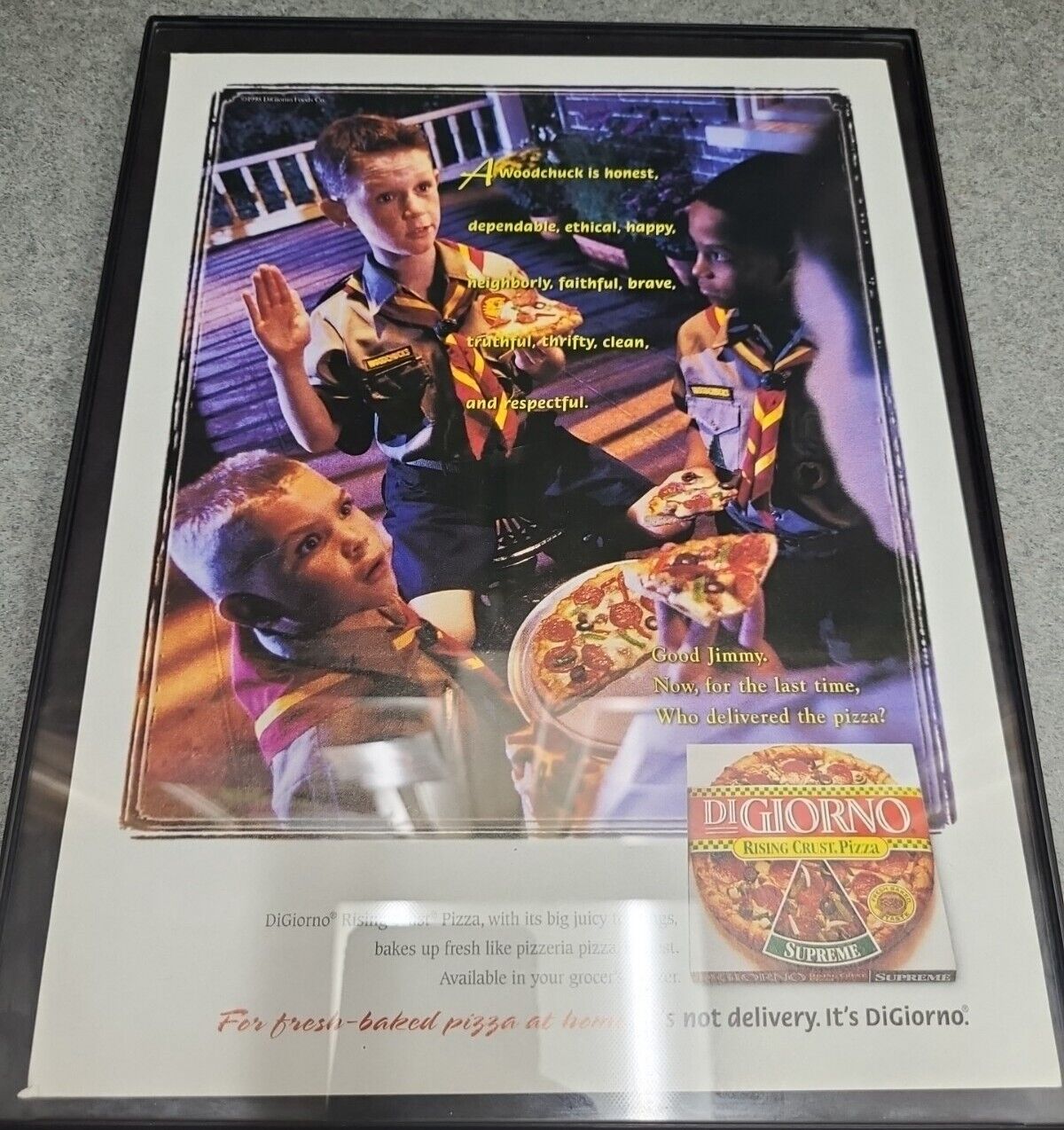 Digiorno Pizza Print Ad 1998 Boy Scout Framed 8.5x11 