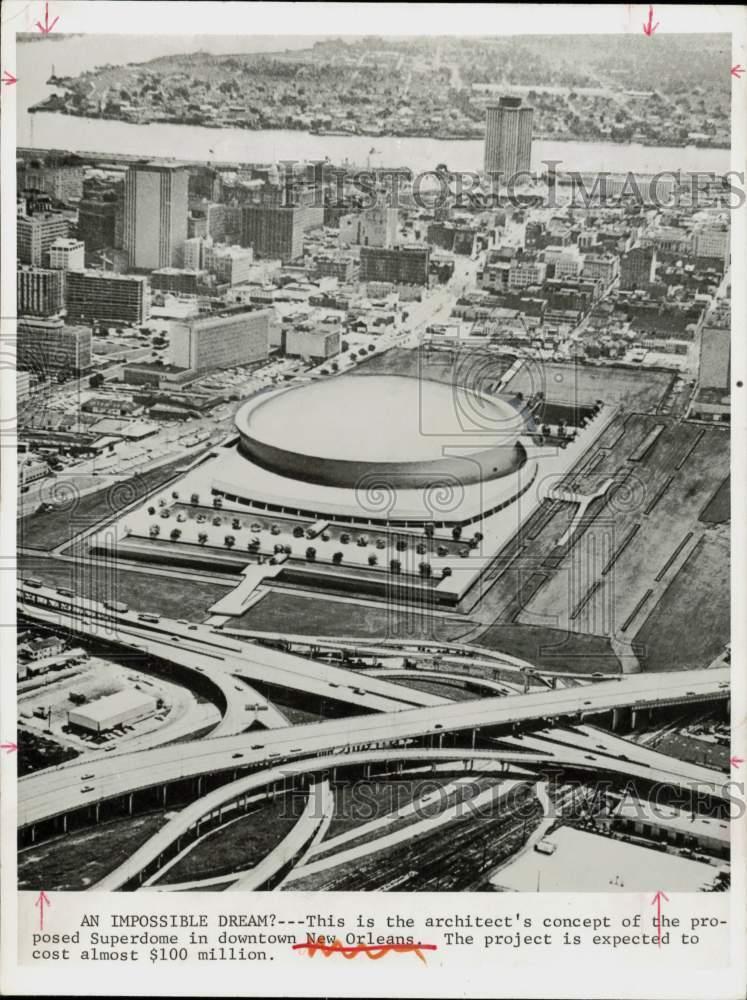 1972 Press Photo Architect\'s Concept of Proposed Superdome in New Orleans, LA