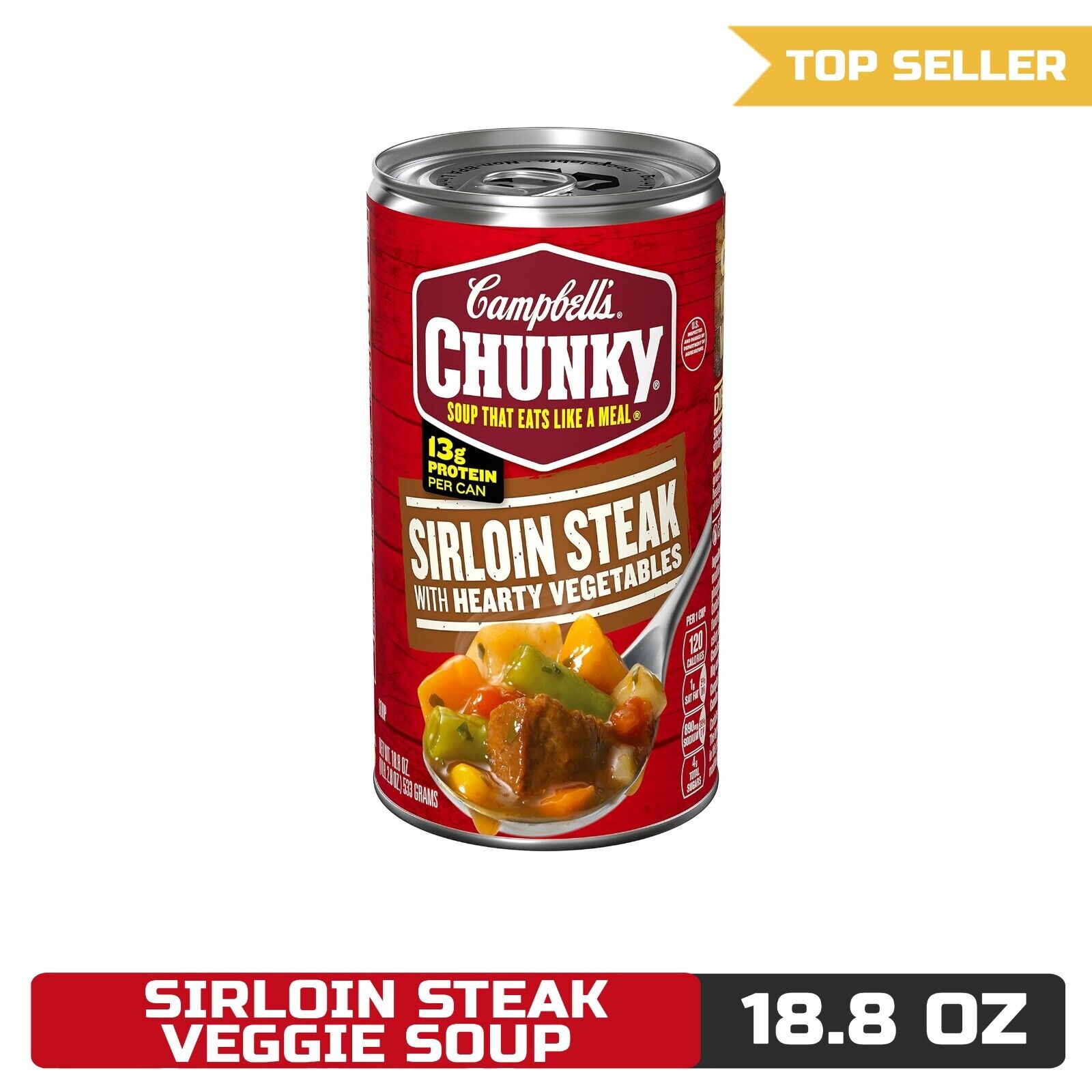 Campbell’s Chunky Sirloin Steak with Hearty Vegetables Soup, 18.8 Oz Can