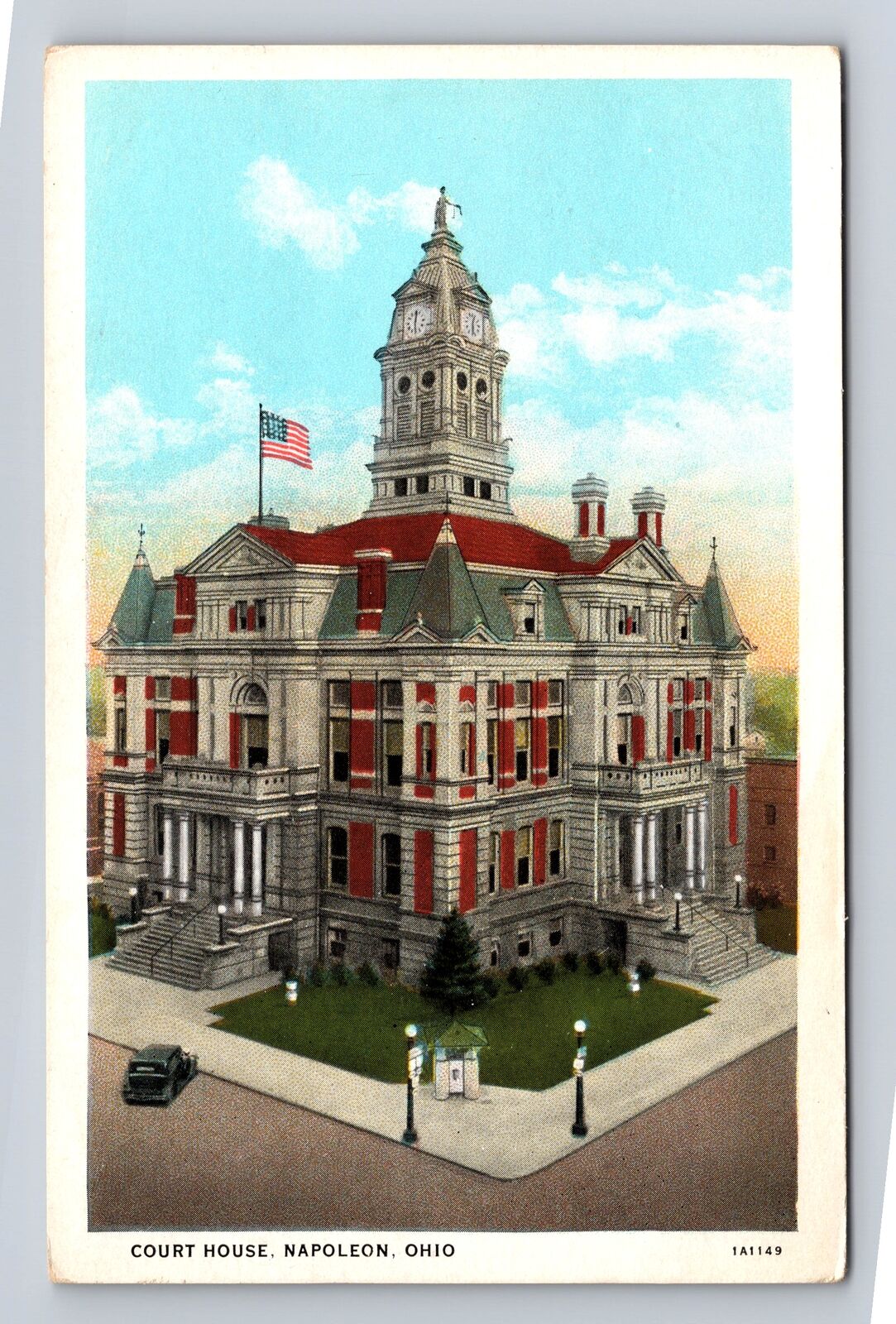 Napoleon OH-Ohio, Court House, Antique, Vintage Souvenir Postcard
