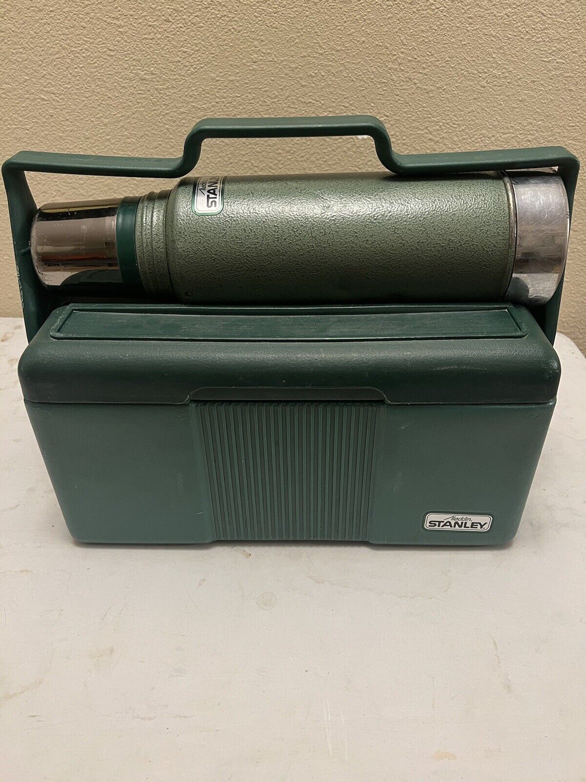 Vtg Stanley Aladdin Lunch Box Cooler and Vacuum Thermos Bottle Combo Green