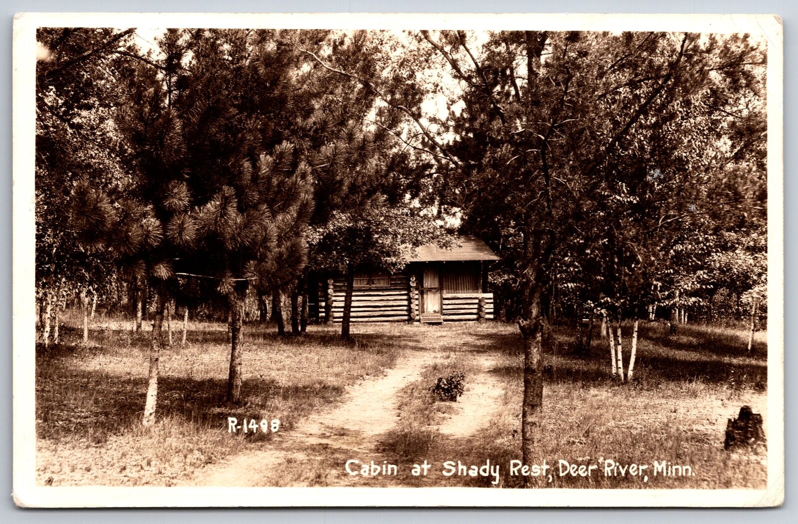 Deer River Minnesota~Log Cabin At Shady Rest Resort~1940s RPPC
