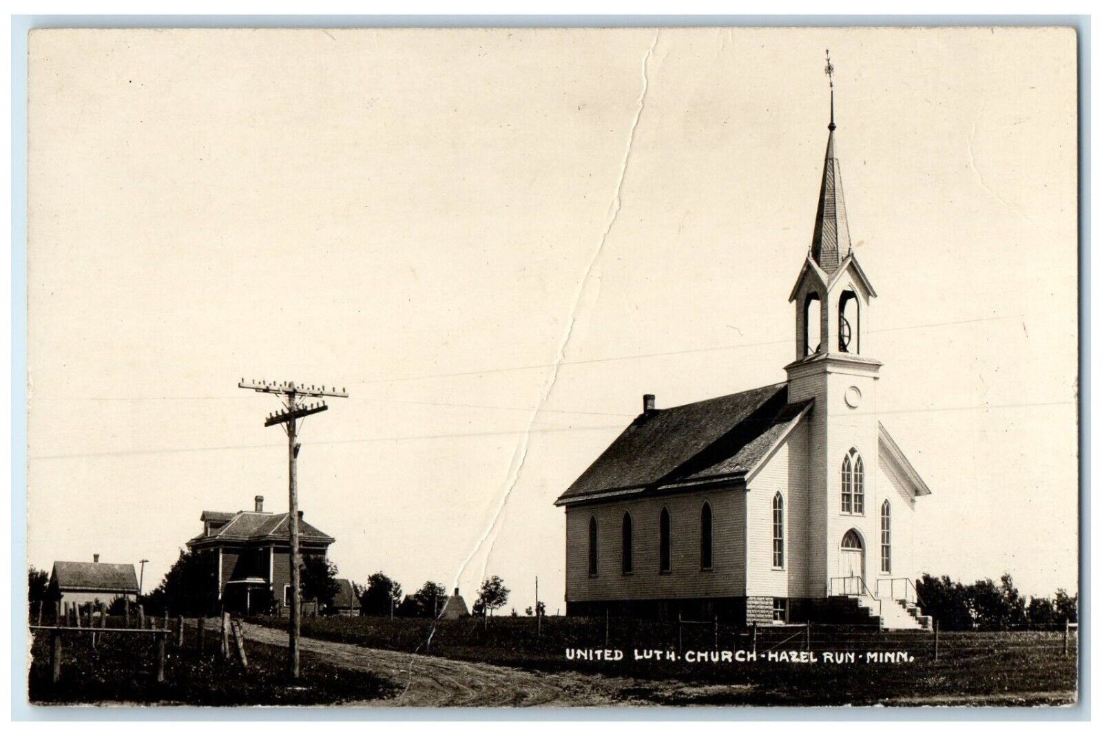 c1910's United Lutheran Church Hazel Run Minnesota RPPC Photo Antique Postcard