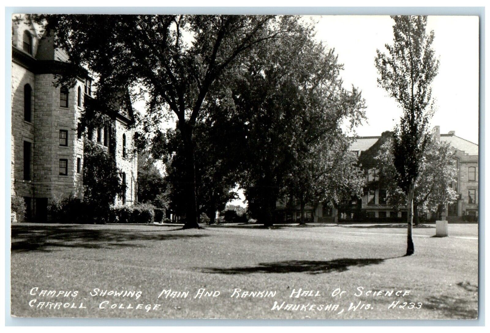 1940 Campus Main Rankin Hall Science Carroll College Waukesha Wisconsin Postcard
