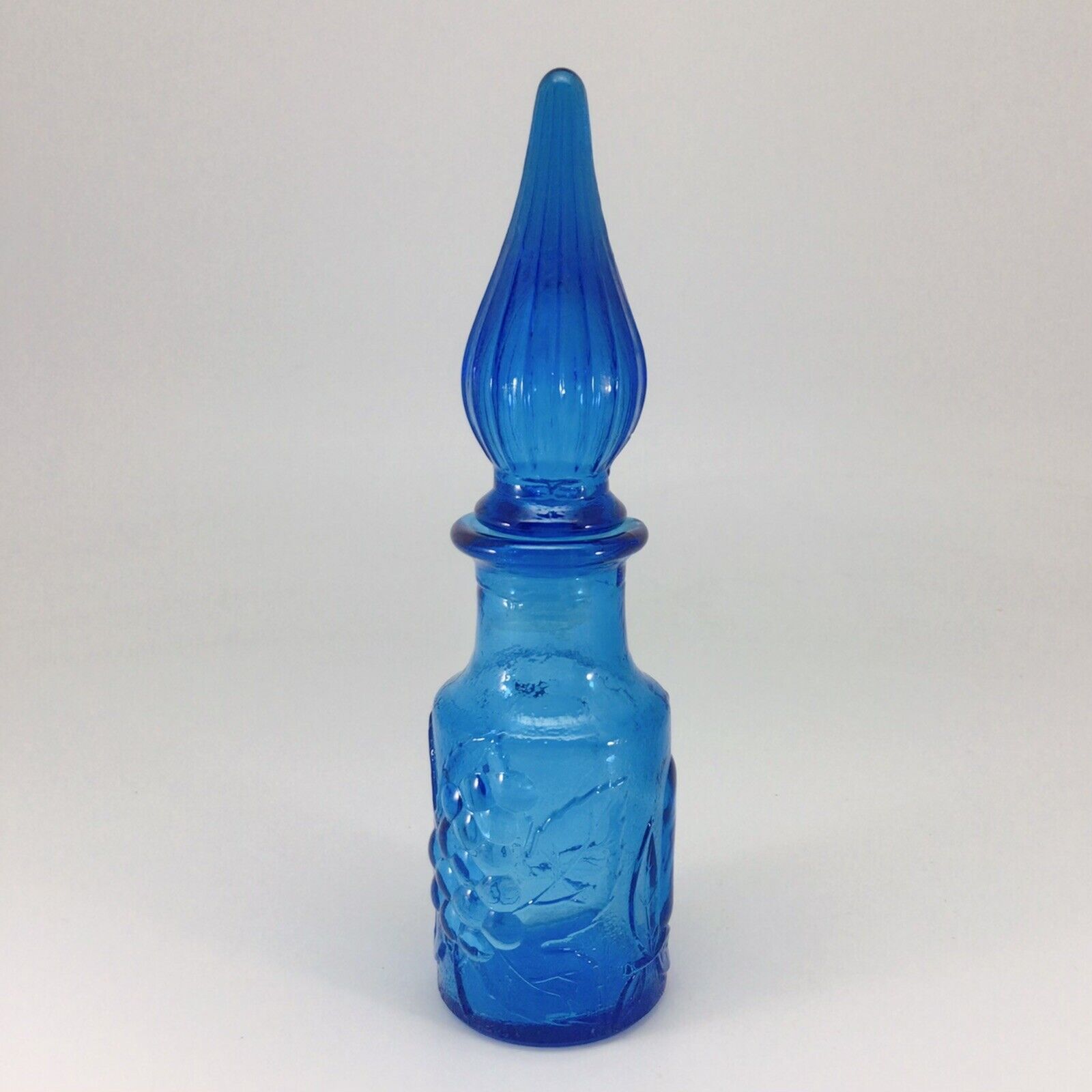 Empoli Mini Bottle Blue Glass Genie Decanter Fruit Italy 7.5\