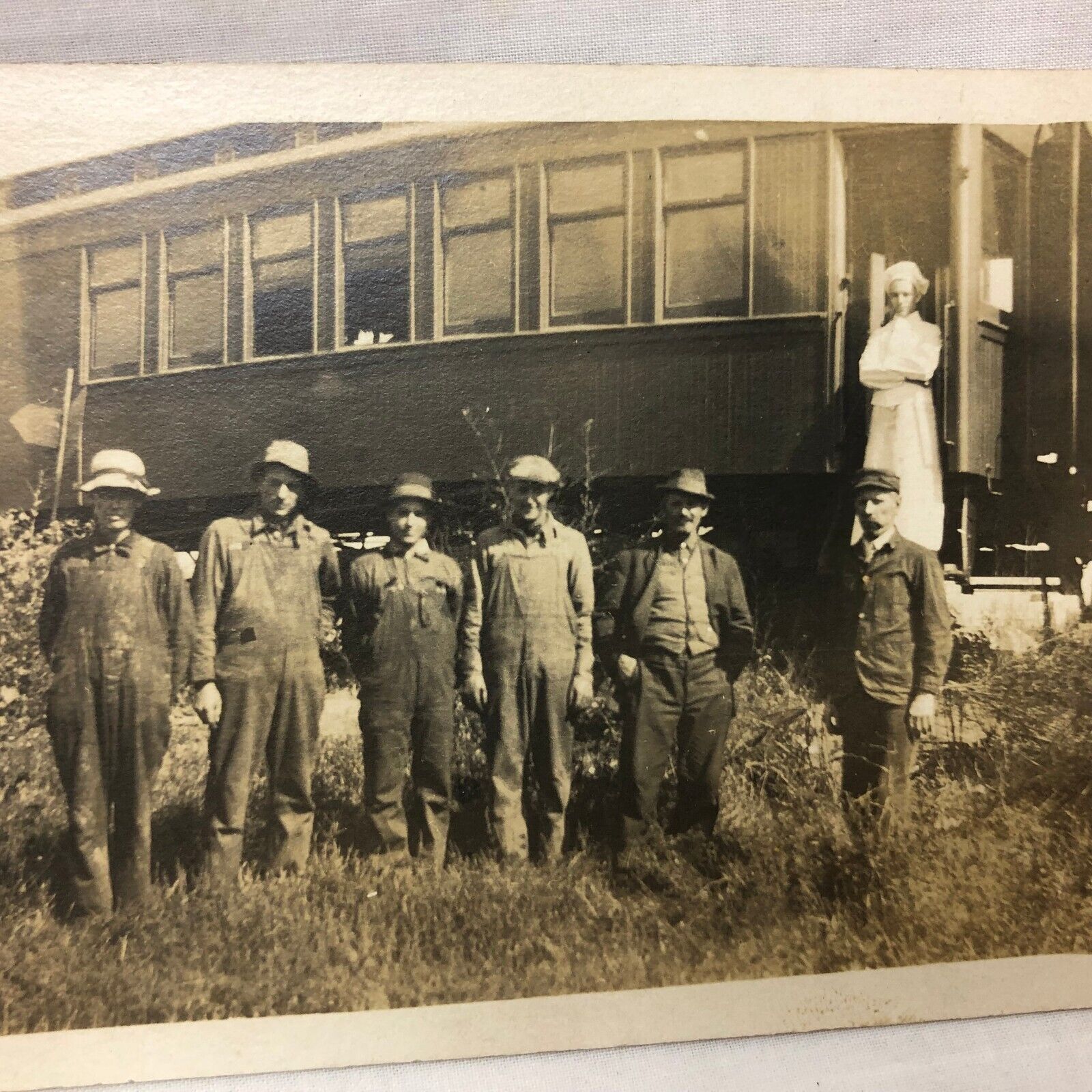 Vintage Real Photo Postcard Train People