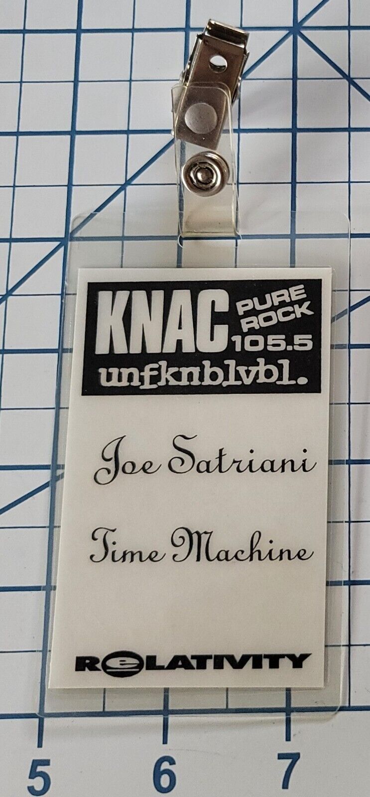 VTG LA Heavy Metal Radio Station KNAC 105.5 Badge w Joe Satriani Time Machine