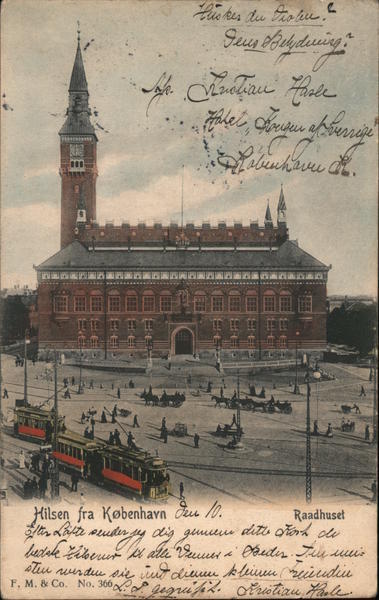 Denmark 1904 Copenhagen Hilsen fra Kobenhaven,Raadhuset F. M. & Co. Postcard