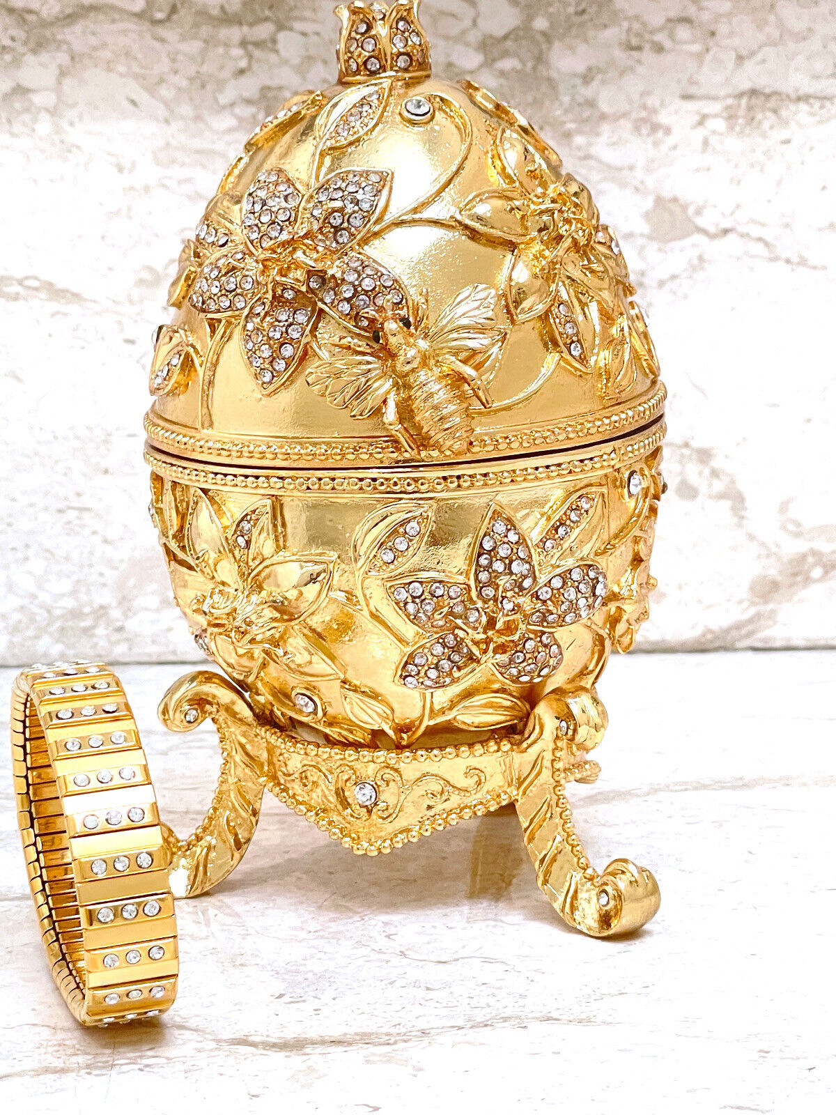 Faberge Gold Trinket + Diamond Bracelet Fabergé Faberge egg Retirement 24k