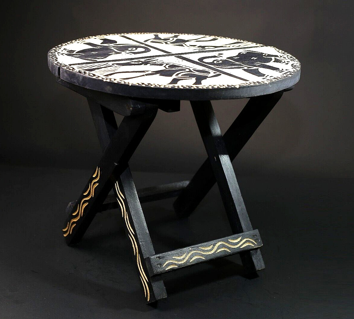 African handcrafted and designed folding tables Wooden Home Décor-G2485