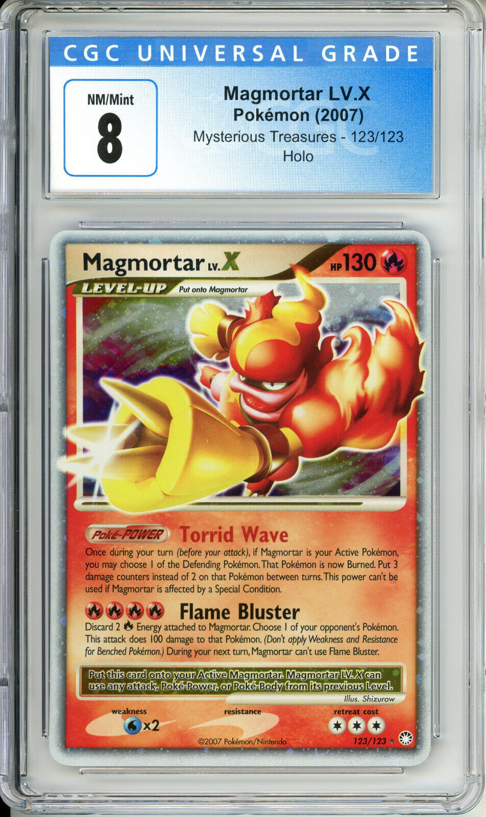 Magmortar Lv. X - Mysterious Treasures 123/123 - Pokemon TCG - CGC 8