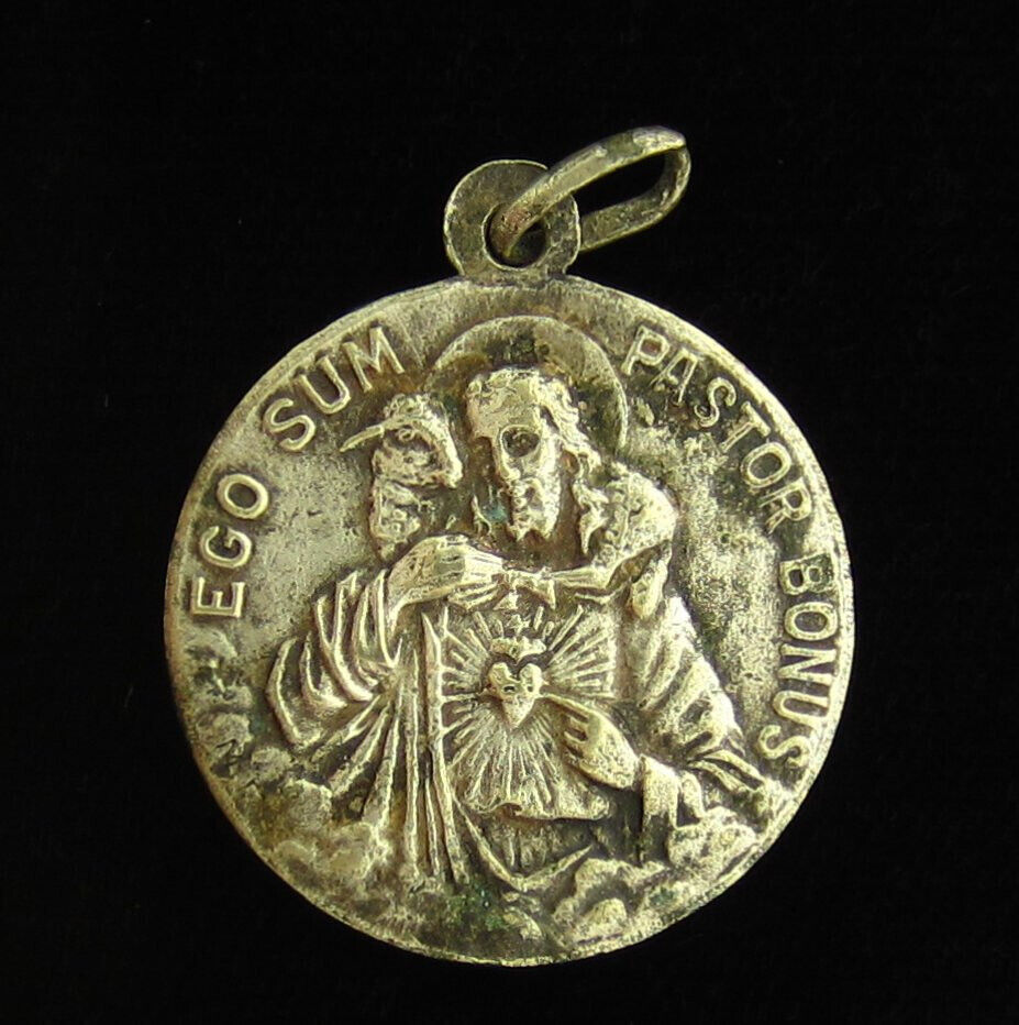 Vintage Sacred Heart of Jesus Medal Catholic Saint Euphrasia Good Shepherd
