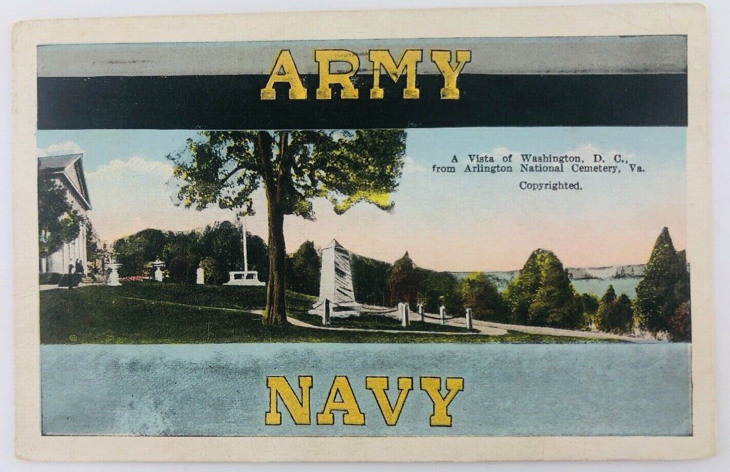 Vtg Arlington Virginia VA Arlington National Cemetery Army Navy Postcard 1928